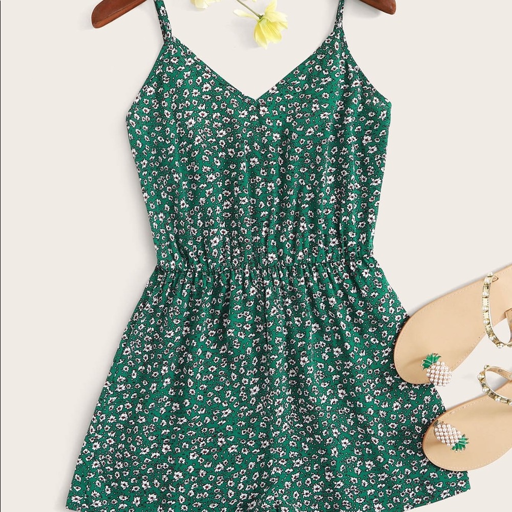Shein floral print cami romper
